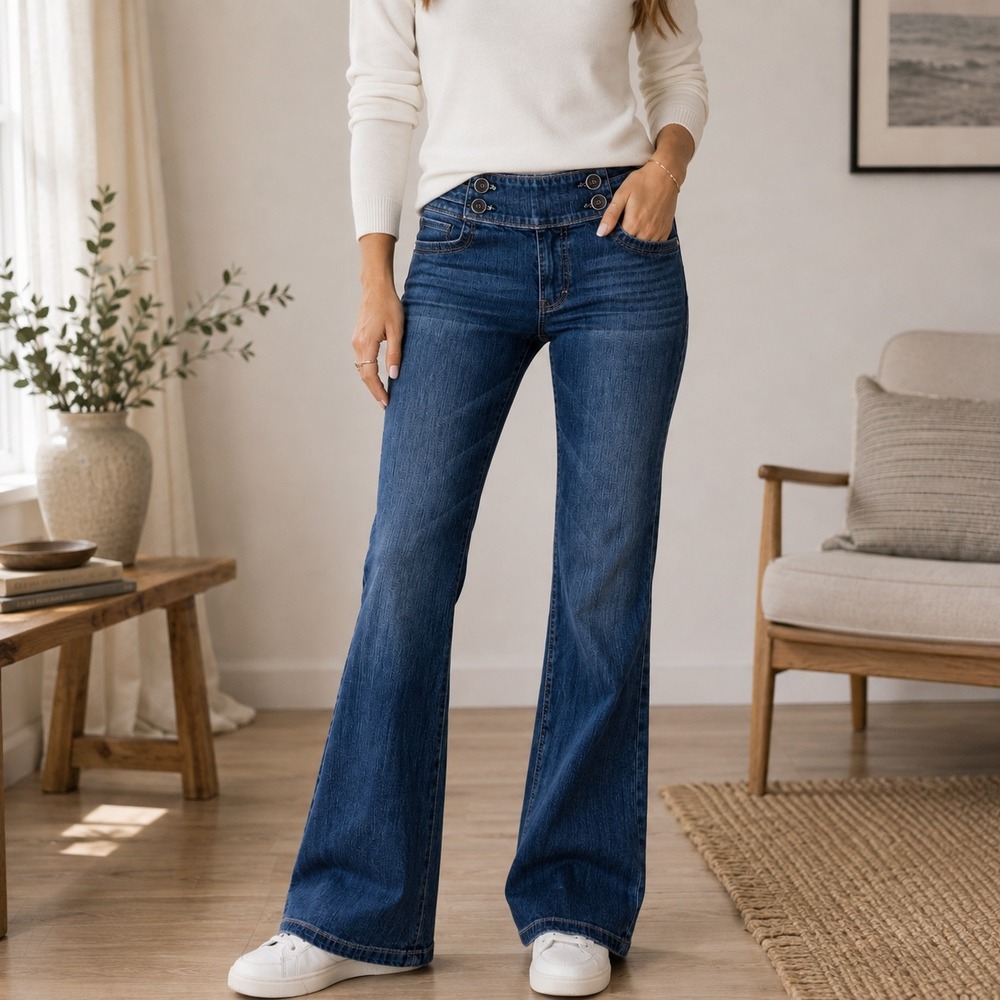 White House Black Market Indigo High-Rise Flare Jeans